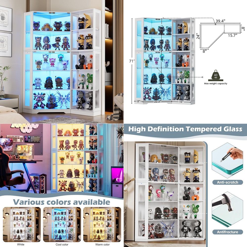 Collectible & Vintage Dolls For Halloween - Modern Display Storage Cabinet with LED