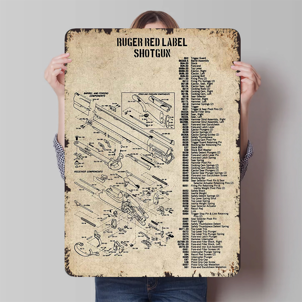 Vintage Collectible Tins - Ruger Red Label Shotgun Schematic Diagram