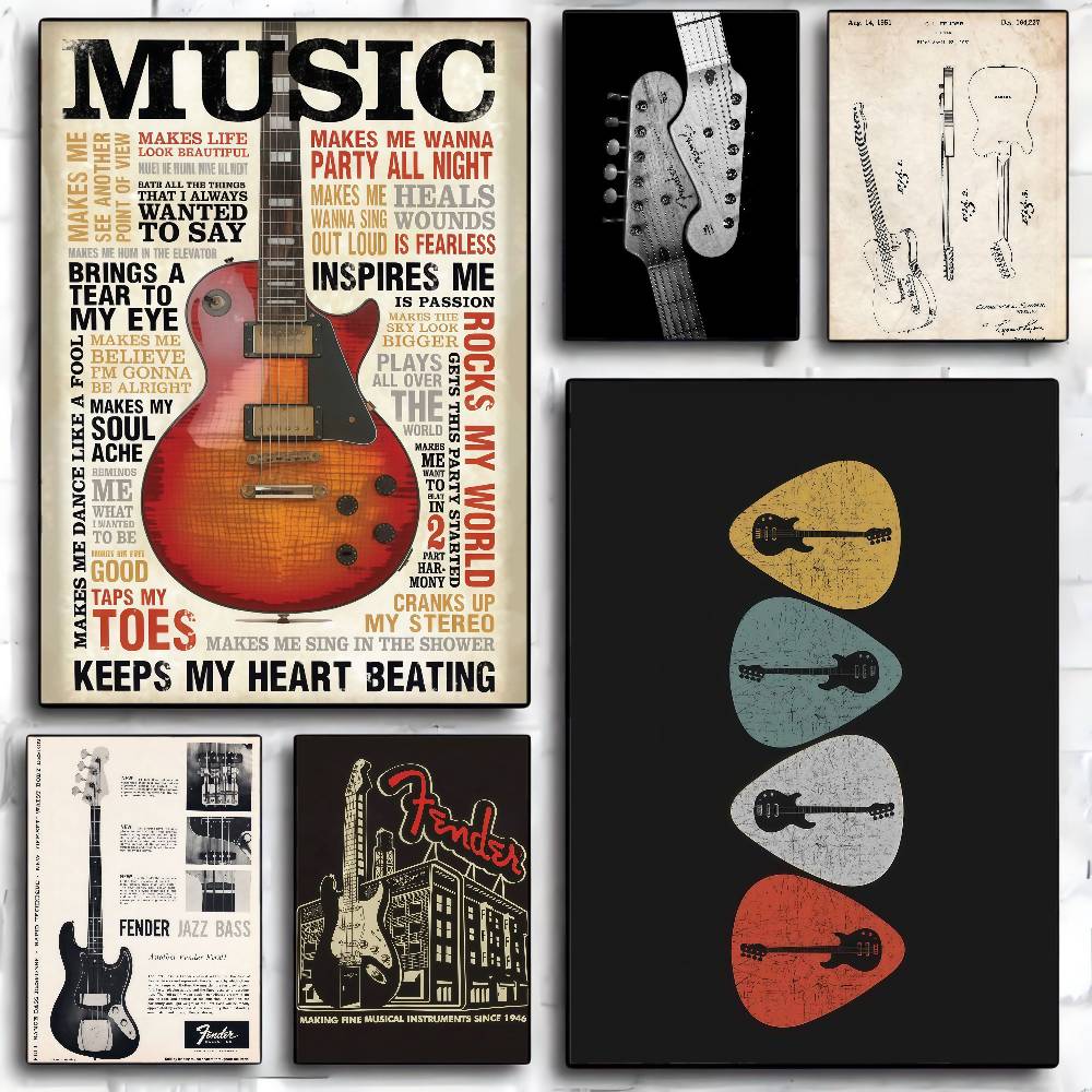 Guitar Collection Self-adhesiv - Vintage Collectible Posters recensie en prijs