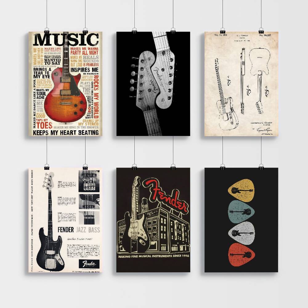 Guitar Collection Self-adhesiv - Vintage Collectible Posters recensie en prijs