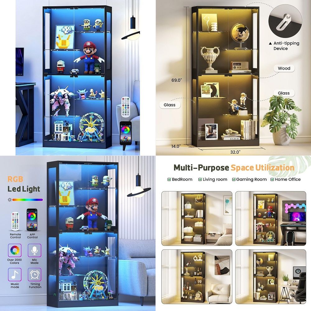 Display Cabinet with Glass Doo - Collectible & Vintage Dolls For Halloween recensie en prijs