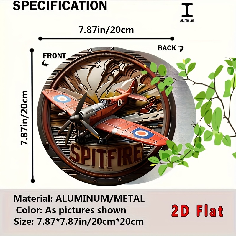 2D Flat - 1pc Vintage Spitfire - Vintage Collectible Plates recensie en prijs
